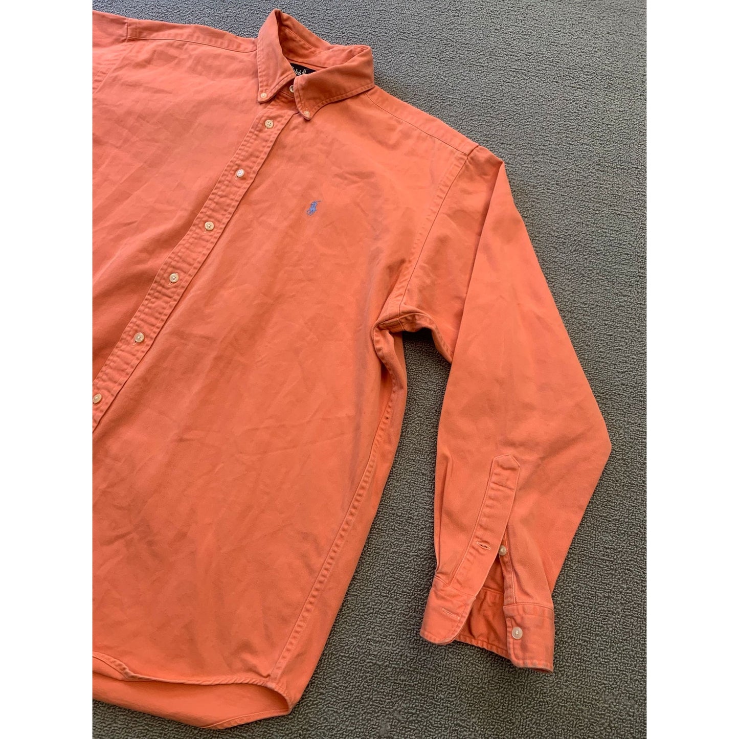 RALPH LAUREN Men's Large Orange Solid Button-Down Shirt