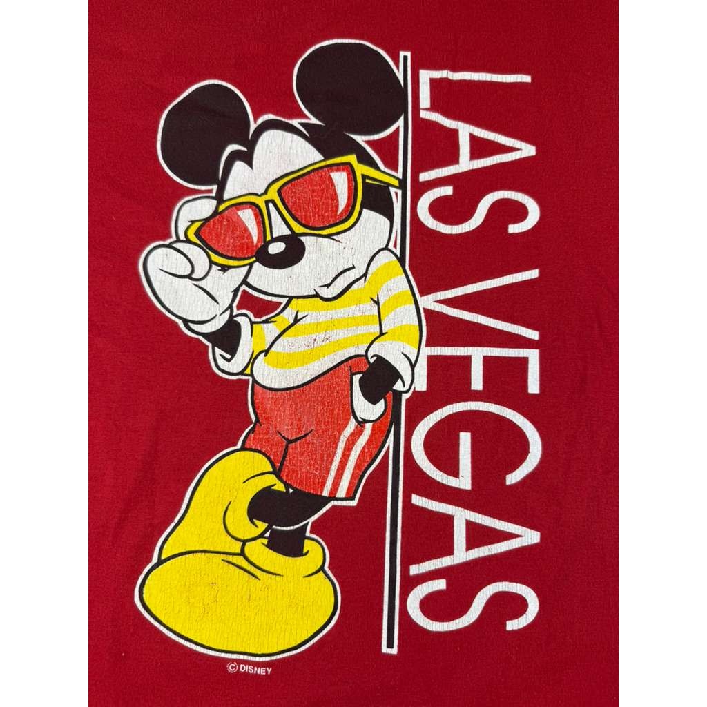 Vintage Disney Men's Size XXL Red Mickey Mouse Las Vegas T Shirt Graphic