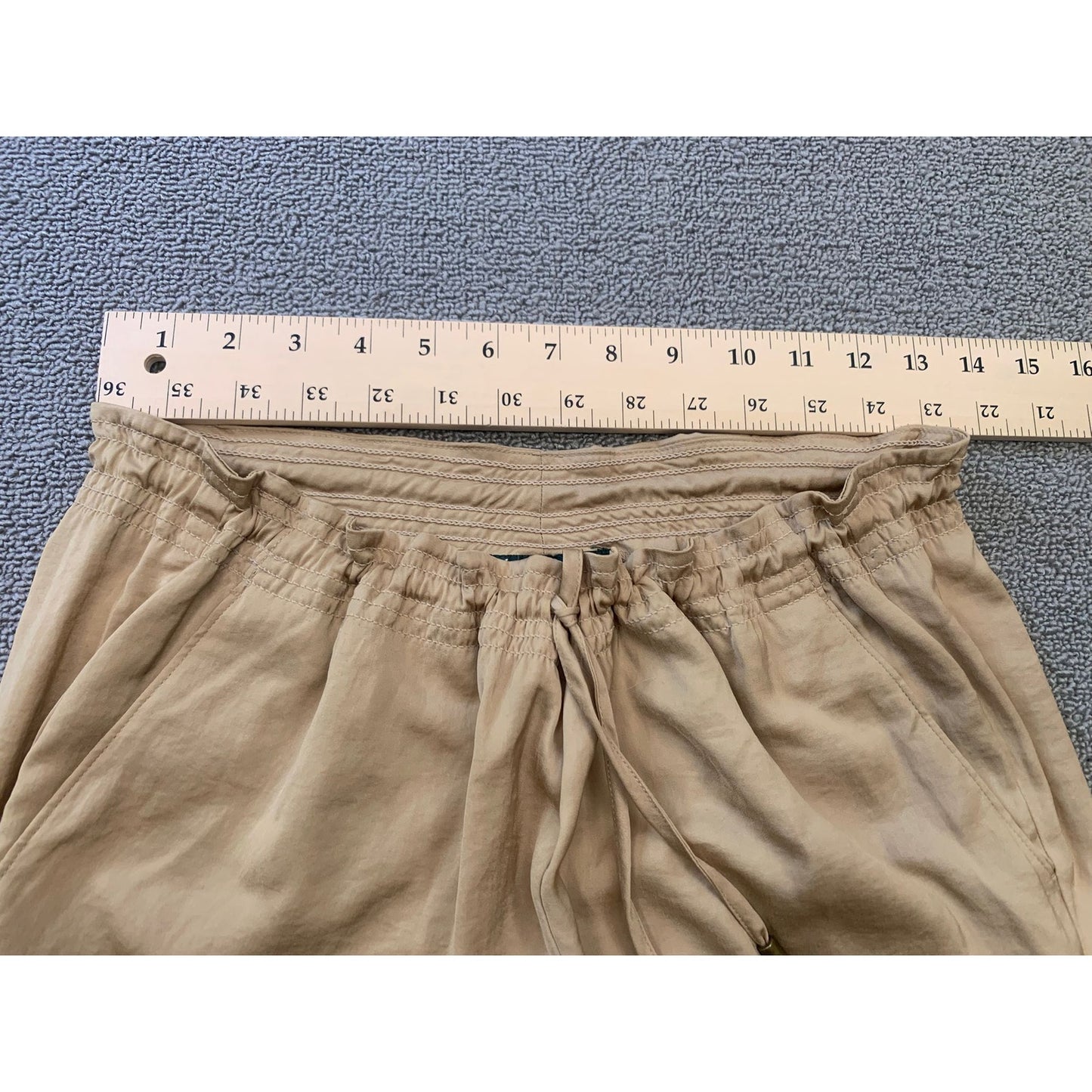 Lauren Ralph Lauren Women's 4P Tan Petite Wide Leg Drawstring Pants