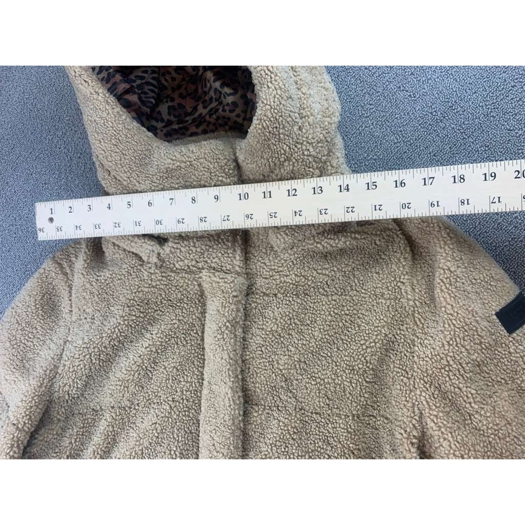 Sanctuary Sherpa Hooded Puffer Jacket Size M Teddy Bear Coat Faux Fur Tan