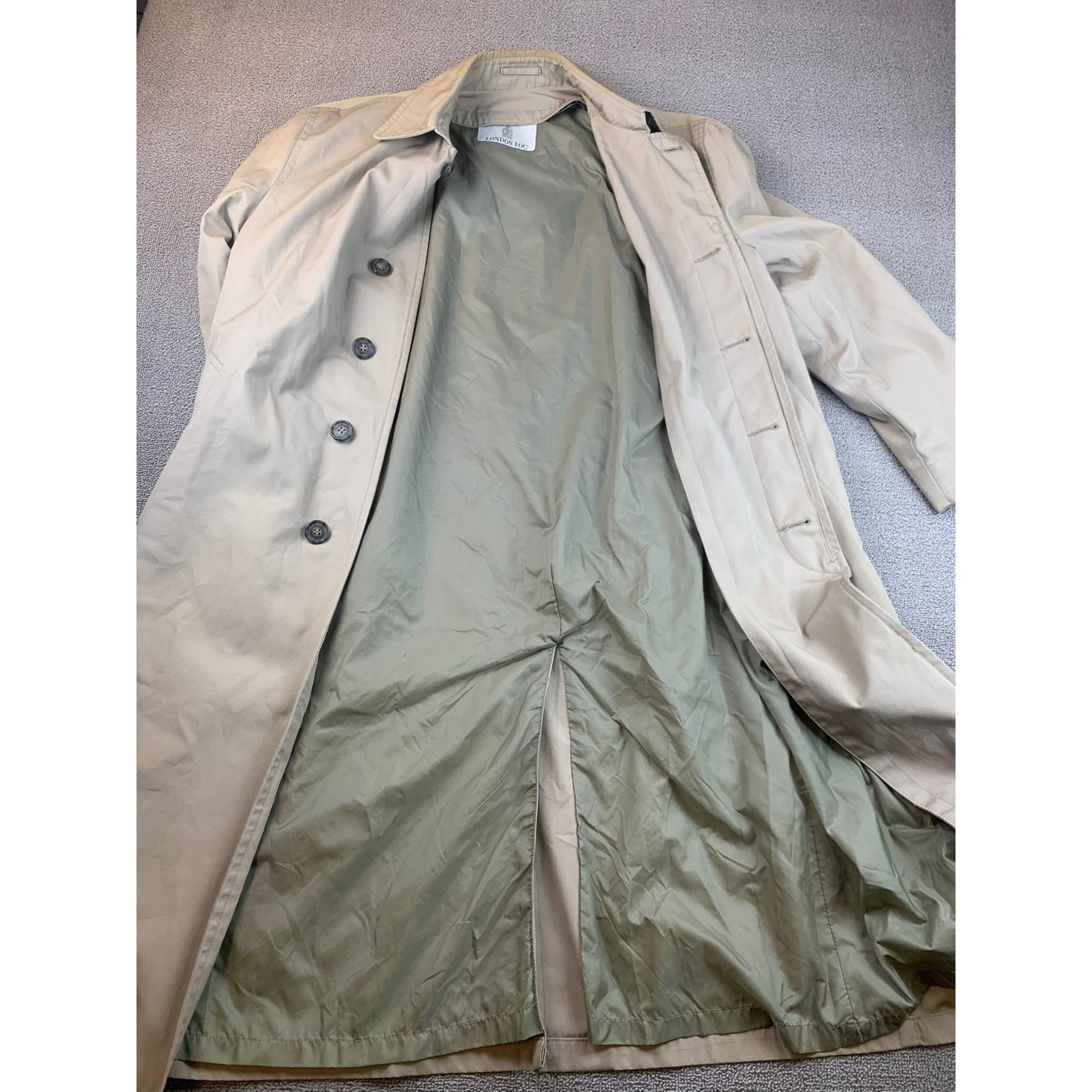Vintage London Fog Men's Size 36 Regular Beige Full Length Trench Rain Coat