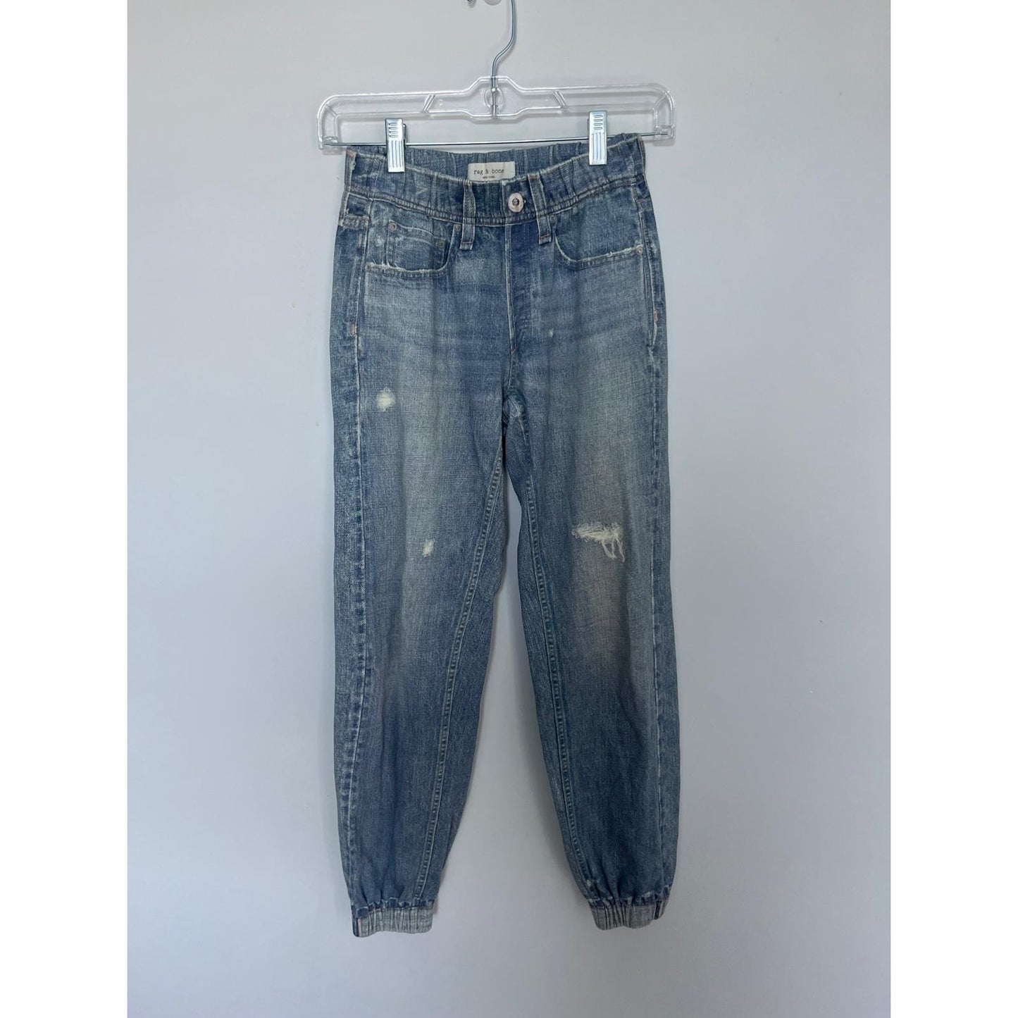 Rag & Bone Denim Jogger Pants Women XXS Elastic Waist Distressed Cuffs