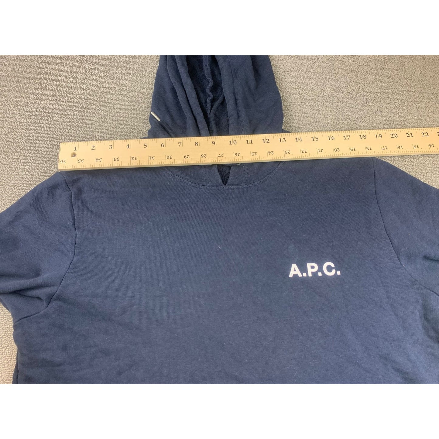 A.P.C. Men's Extra Large Navy Blue Classic Pullover Hoodie