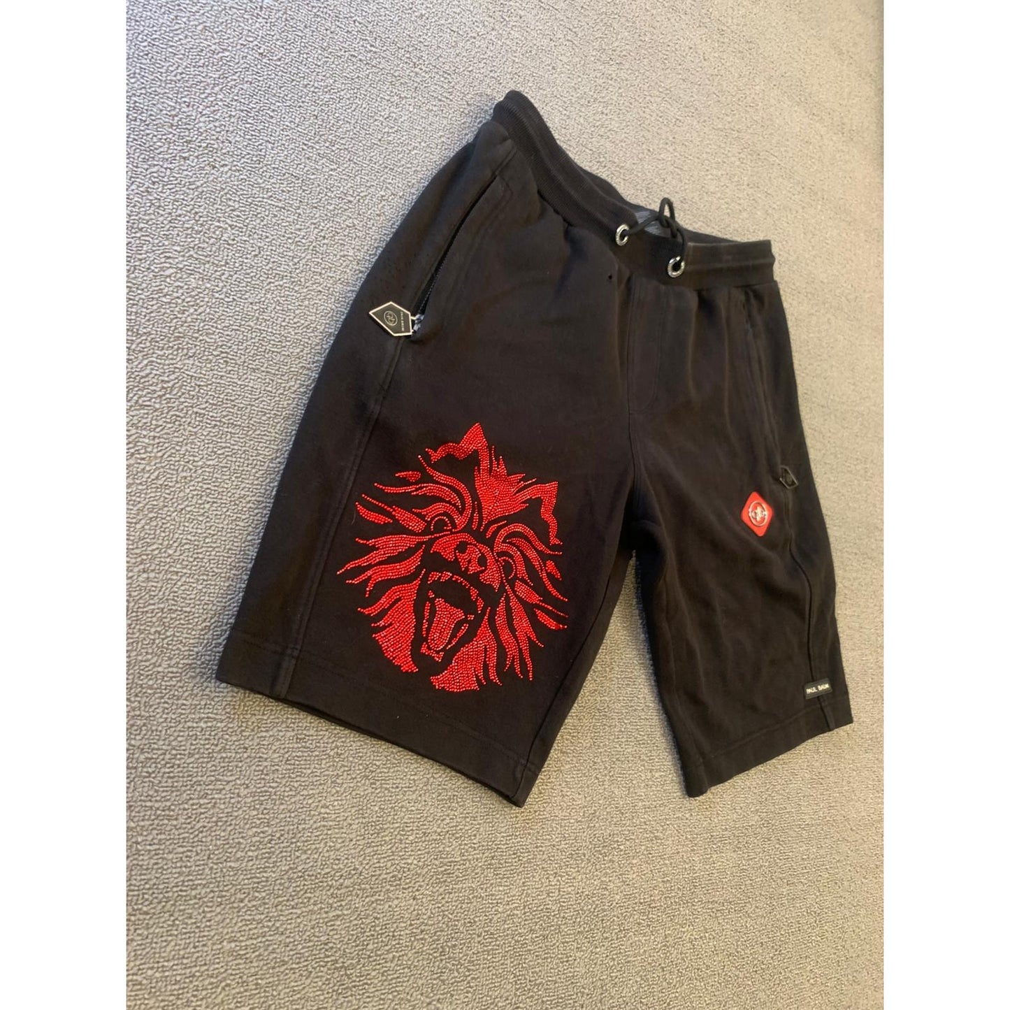 Paul Balm Male Medium Black Red Wolf Graphic Sweat Shorts