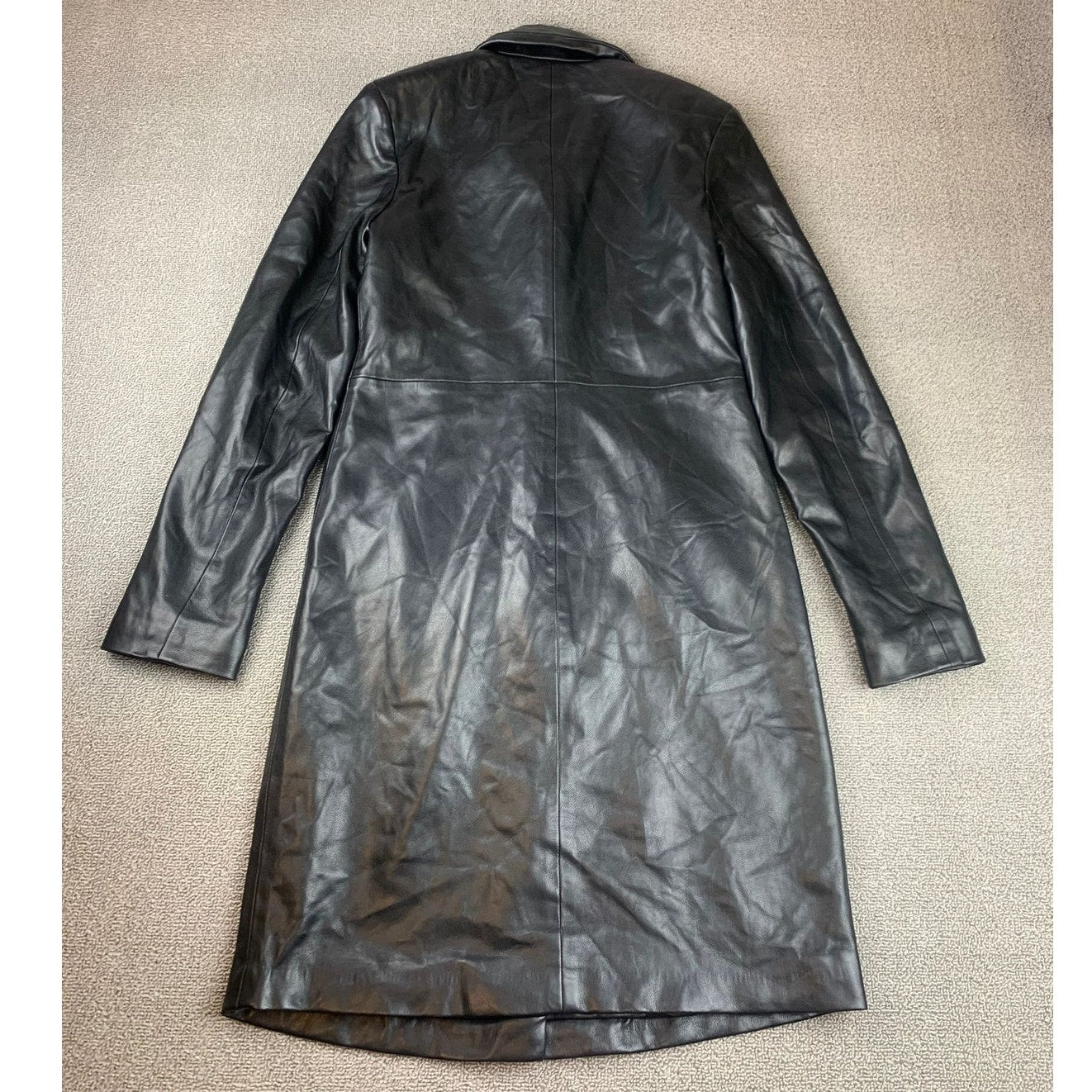 Abercrombie and Fitch Vegan Leather Coat Womens XS Black Longline 3 Button
