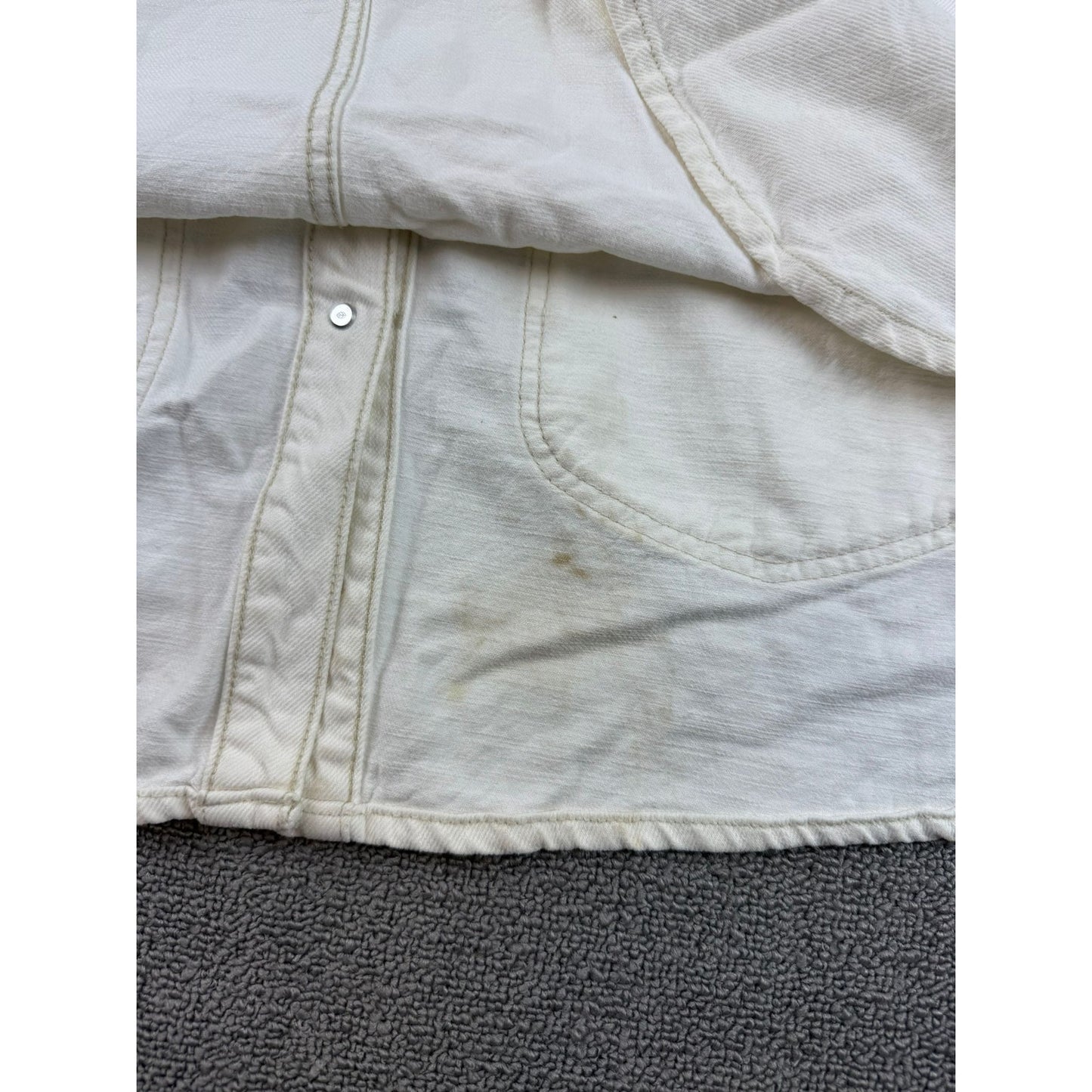 Lee x H&M Men’s Ecru Denim Chore Shirt Jacket Size M Workwear Overshirt Pockets