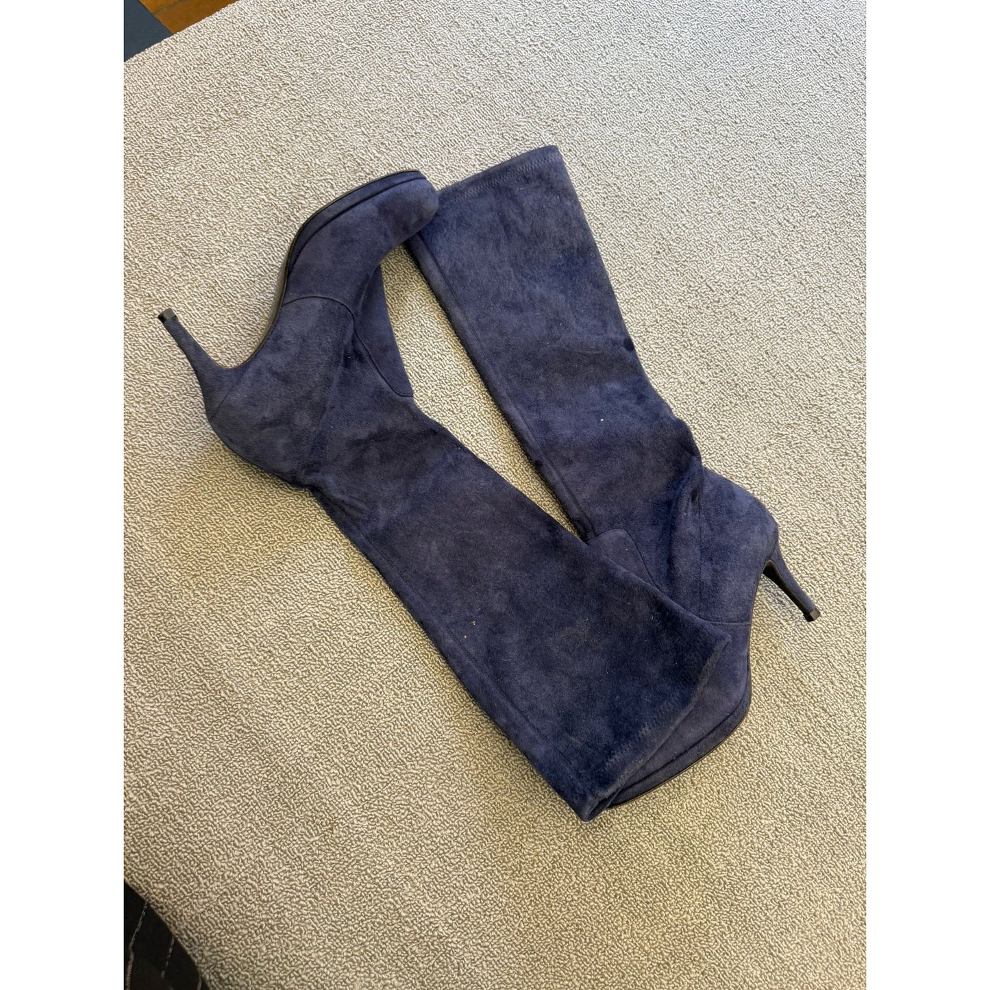 L.K. Bennett London Women's Size 39 Blue Suede Leather Boots Stiletto Heels