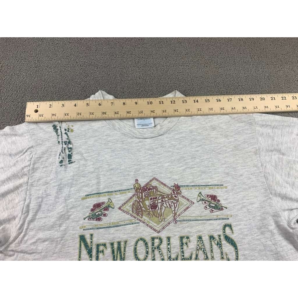 Hanes  Mens L Gray Beefy T New Orleans Louisiana T Shirt Heather 90's USA Made