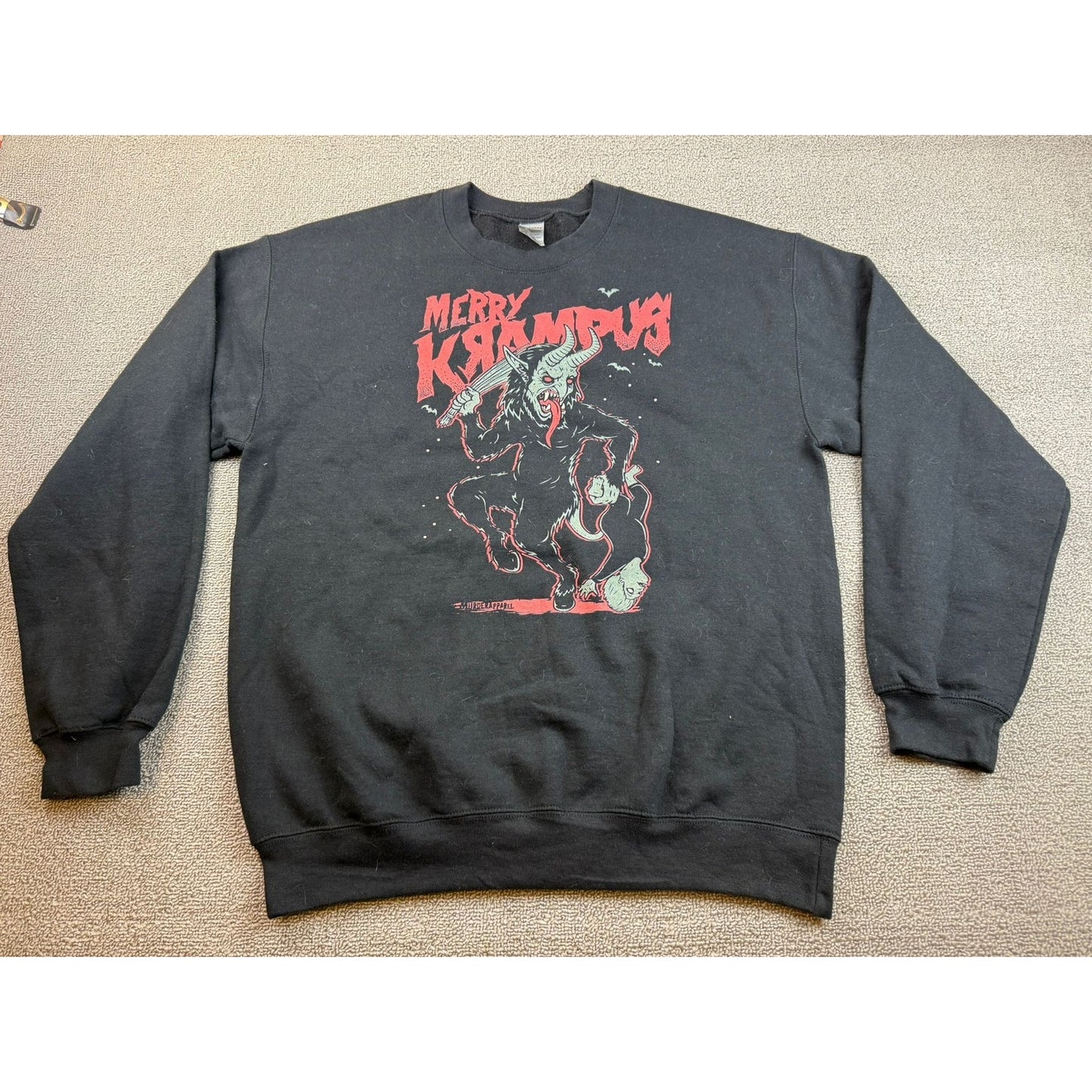 Merry Krampus Gildan Men's Medium Black Heavy Blend Crewneck Sweatshirt