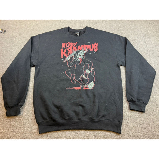 Merry Krampus Gildan Men's Medium Black Heavy Blend Crewneck Sweatshirt
