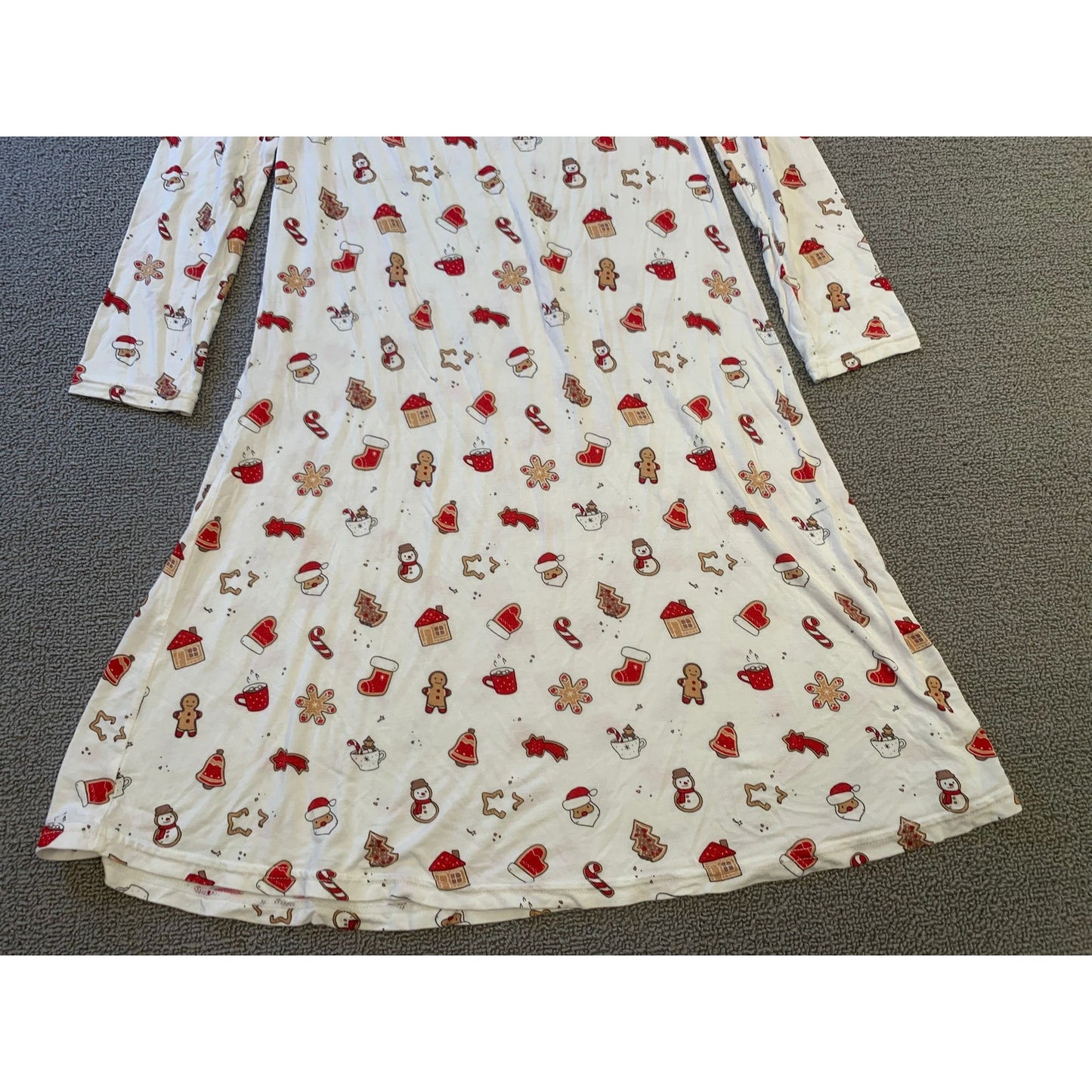 Bellabu Bear Girls 9/10Y White Christmas Gingerbread Nightgown Pajama Dress