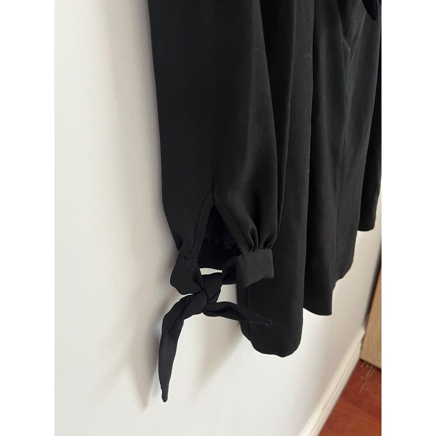 Intermix Romper Women S Black Long Sleeve Front Tie Deep V Back Zip Dressy