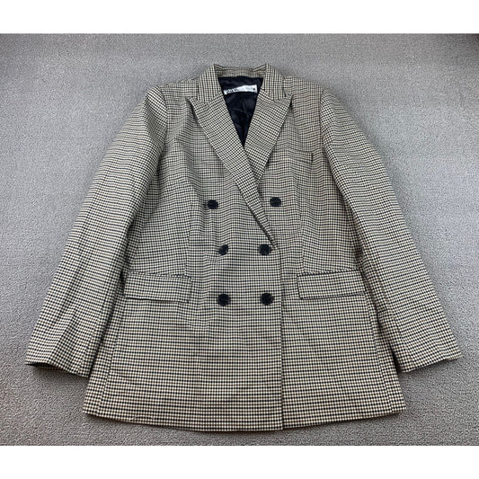 Zara Women's Large Plaid Doble Breasted Blazer Fall Winter