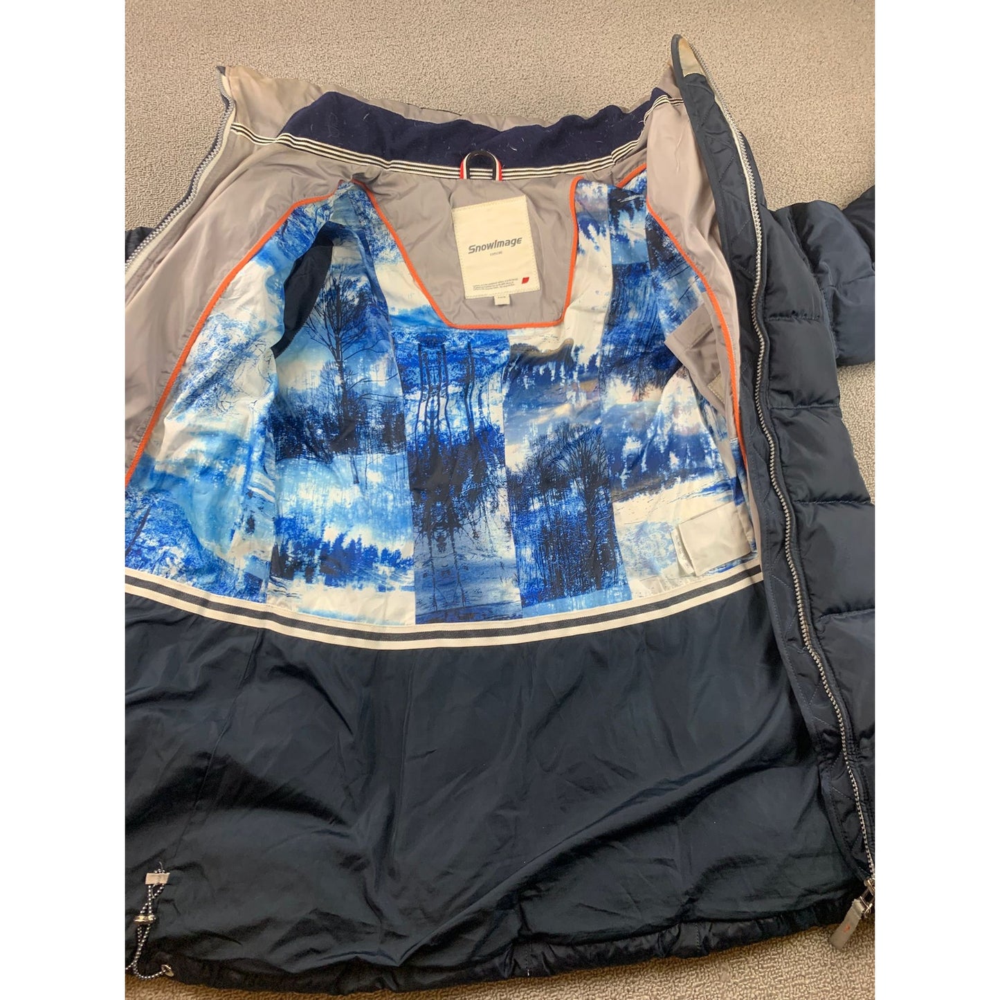 Snowimage Women's Small Navy Blue Belted Puffer Winter Coat
