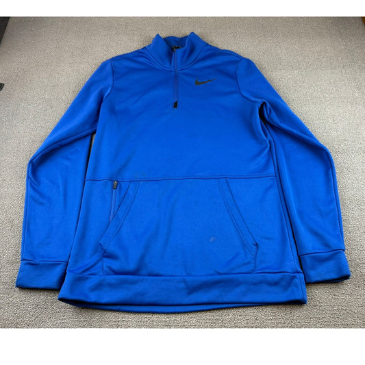 Nike Dri Fit Quarter Zip Pullover Men's M Royal Blue Kangaroo Pocket Vietnam