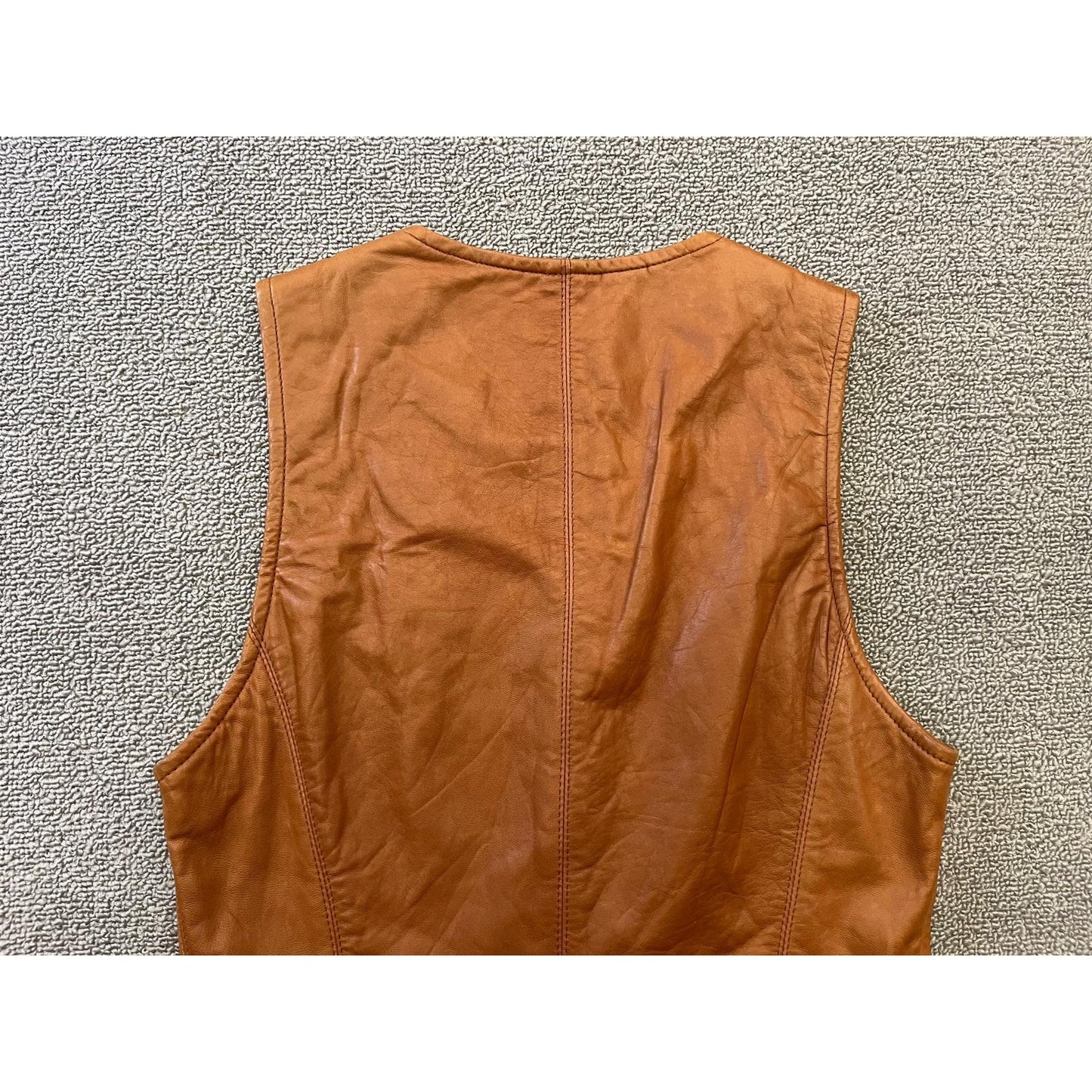 Dana Buchman 100% Leather Vest Women 2 Petite Brown Button Closure