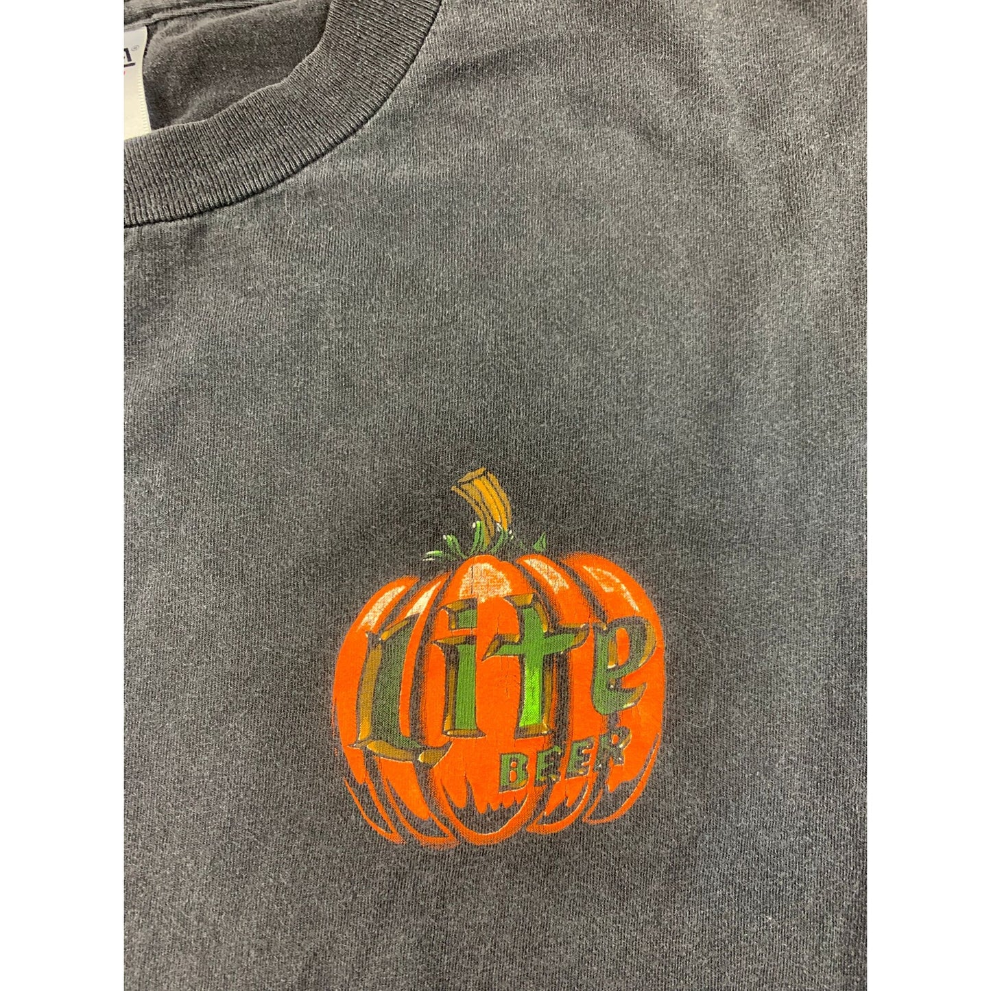 Vintage Oneita Power T Shirt XL Black Beer Lite Halloween Ghost Graphic USA Made