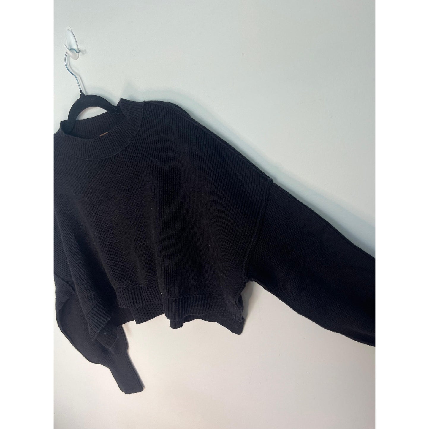 Free People Black Knit Sweater Women S Cropped Drop Shoulder Pullover