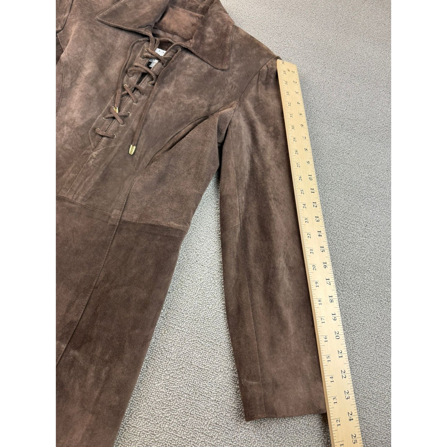 Vintage Vakko Women's Size 10 Brown Suede Lace Up Front Dress