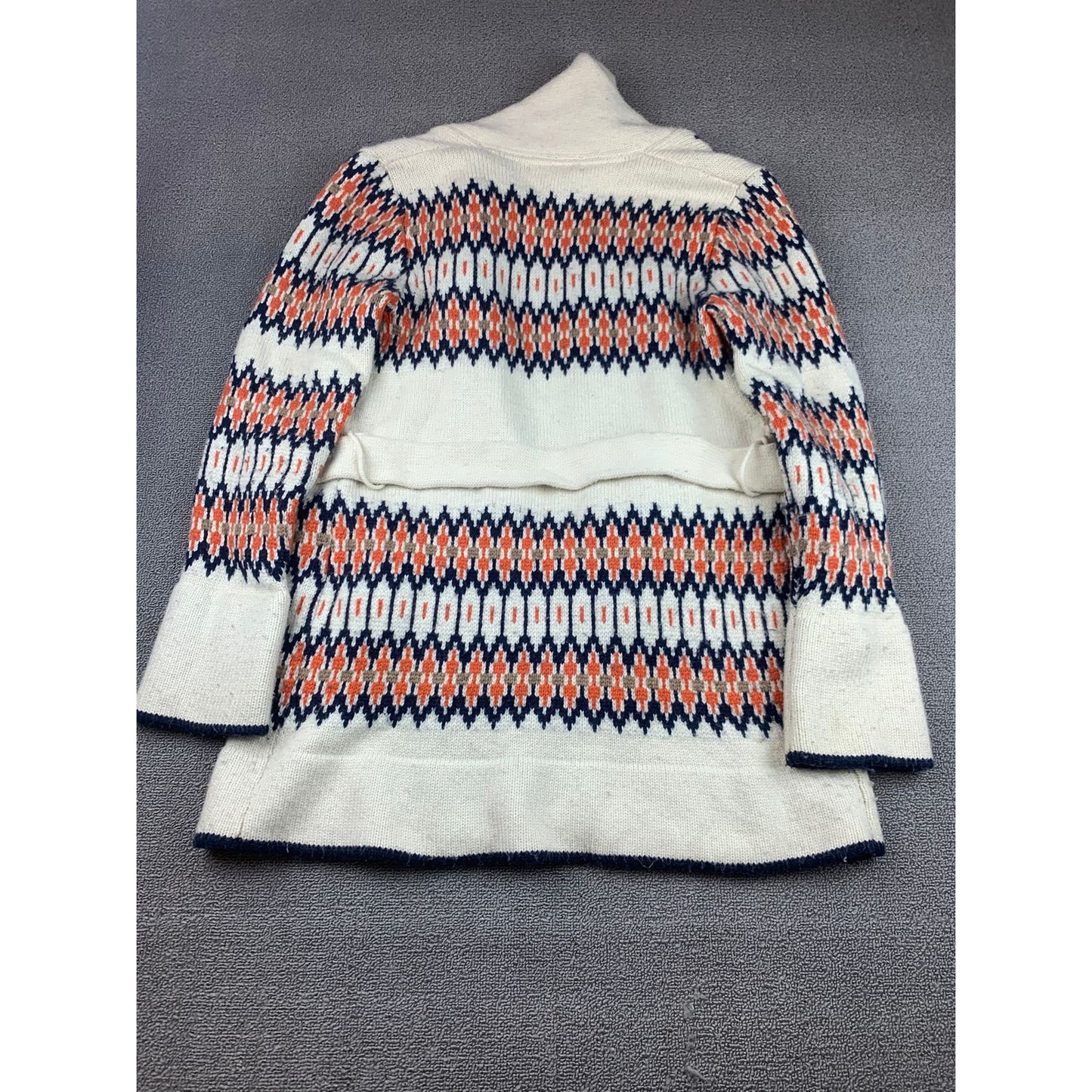 Lucky Brand Women Small White Multicolor Wool Blend Geometric Sweater Coat