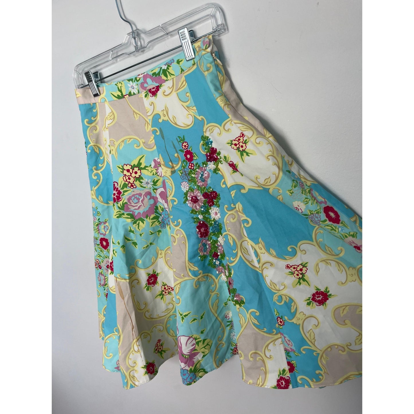 Blumarine Silk Floral Skirt Women IT40 D34 US4 Multicolor Midi Italy Made