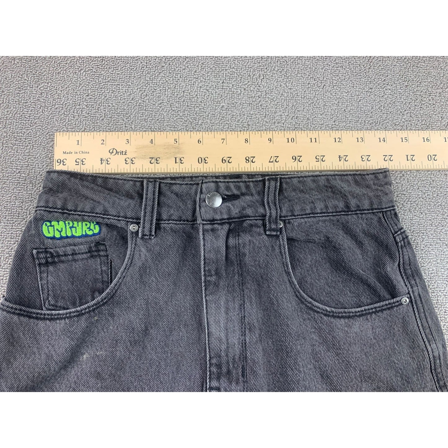 Empyre Denim Jeans Size 3 Black Faded Gray Embroidered Patches
