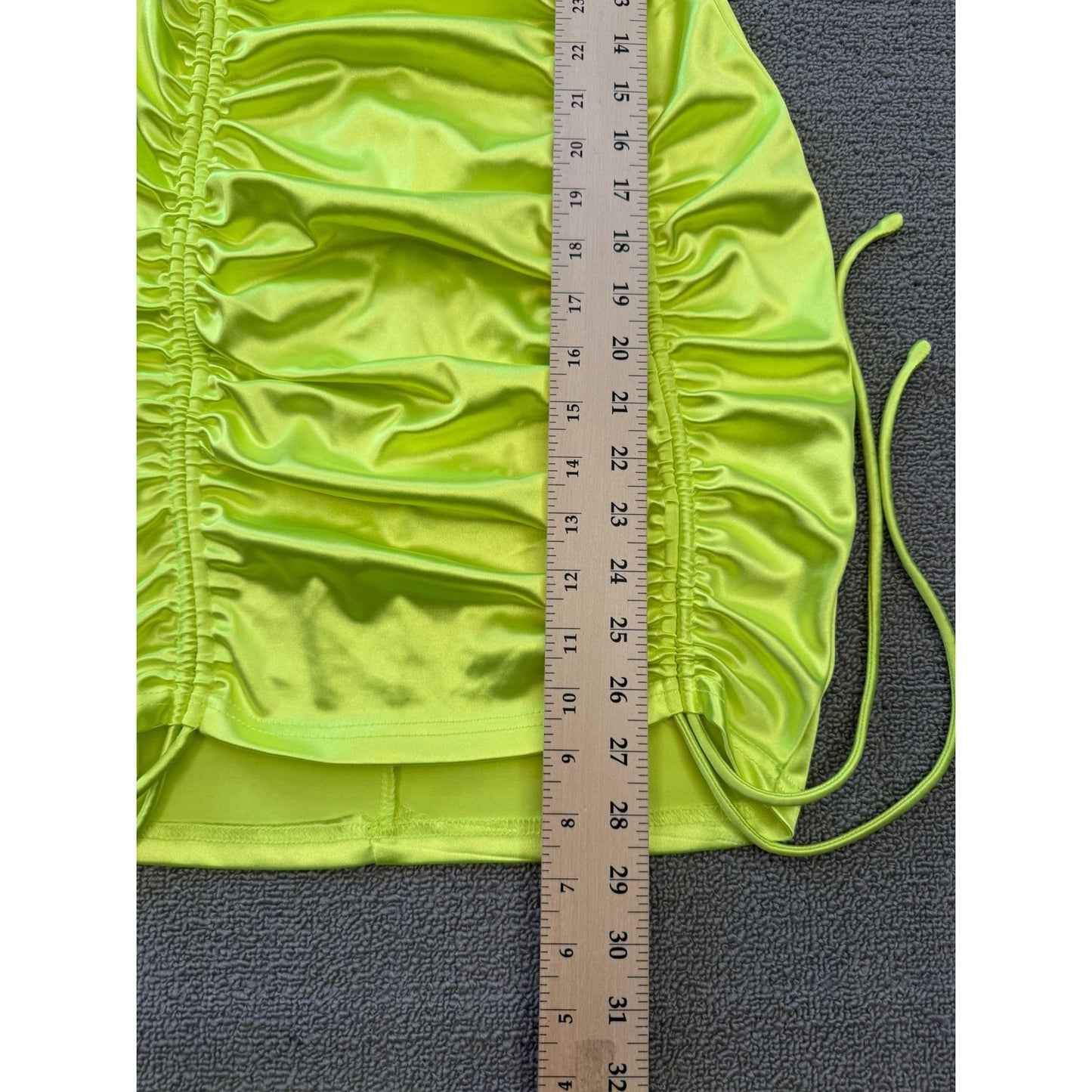 Love And Other Things Female Medium Chartreuse Ruched Party Dress NWT Trendy