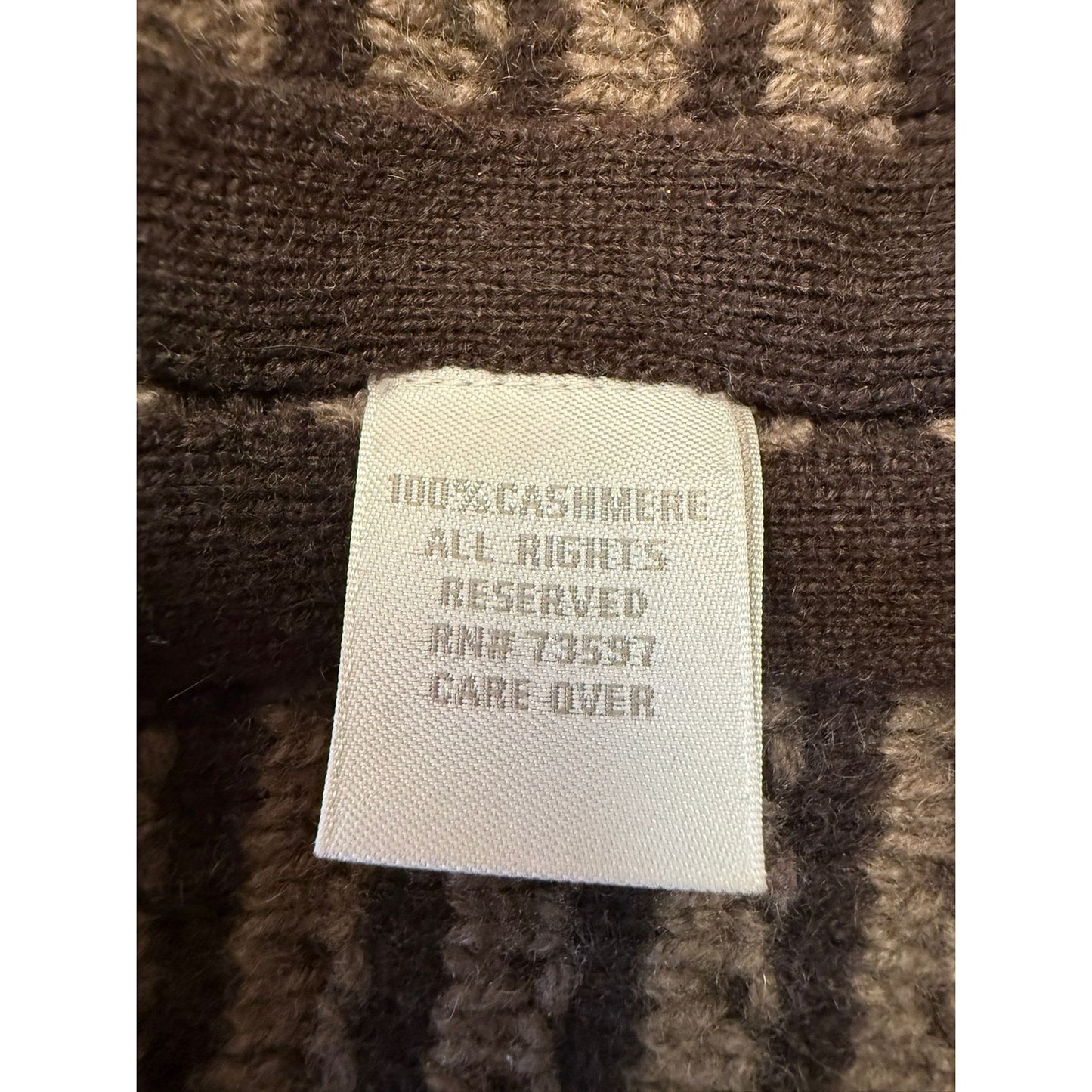 Raffi Cashmere M/L Brown Striped Knit Cape Poncho Toggle 100% Cashmere