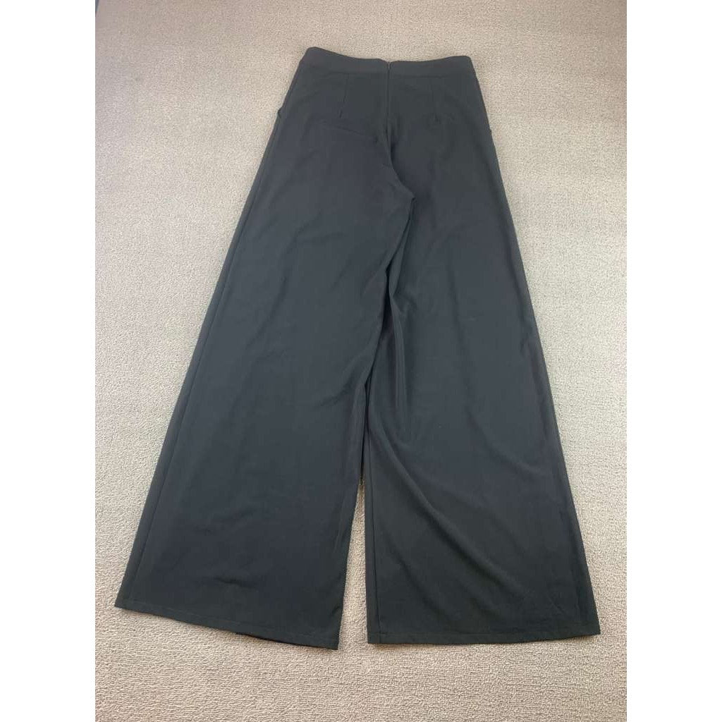 DO+BE Women S Black Wide Leg Pants High Rise Palazzo Front Pleat Slit Trouser