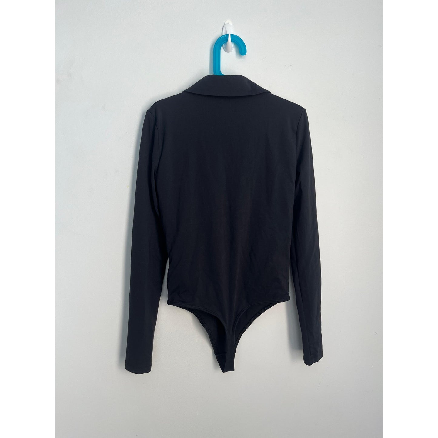 Babaton Contour Bodysuit Women XS Black Long Sleeve Button Front Stretch