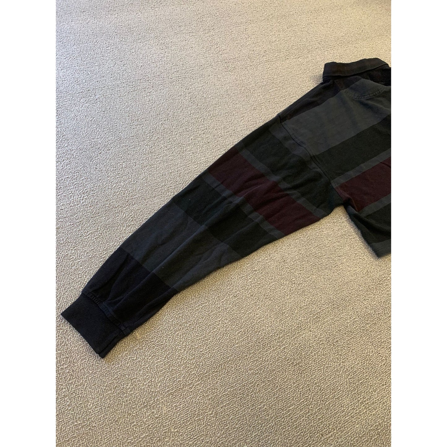 Vintage Izod Large Striped Long Sleeve Cropped Rugby Polo Shirt With Emblem