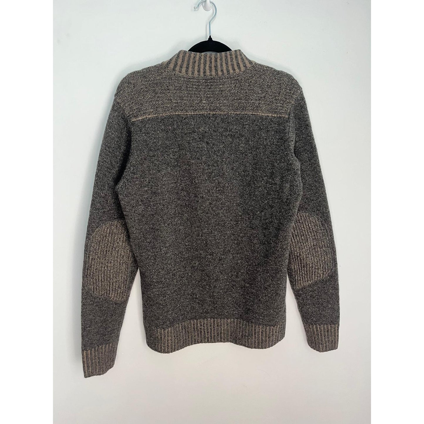 Blue by Pronto Uomo Wool Sweater Men M Gray Zip Neck Ribbed Trim Pullover