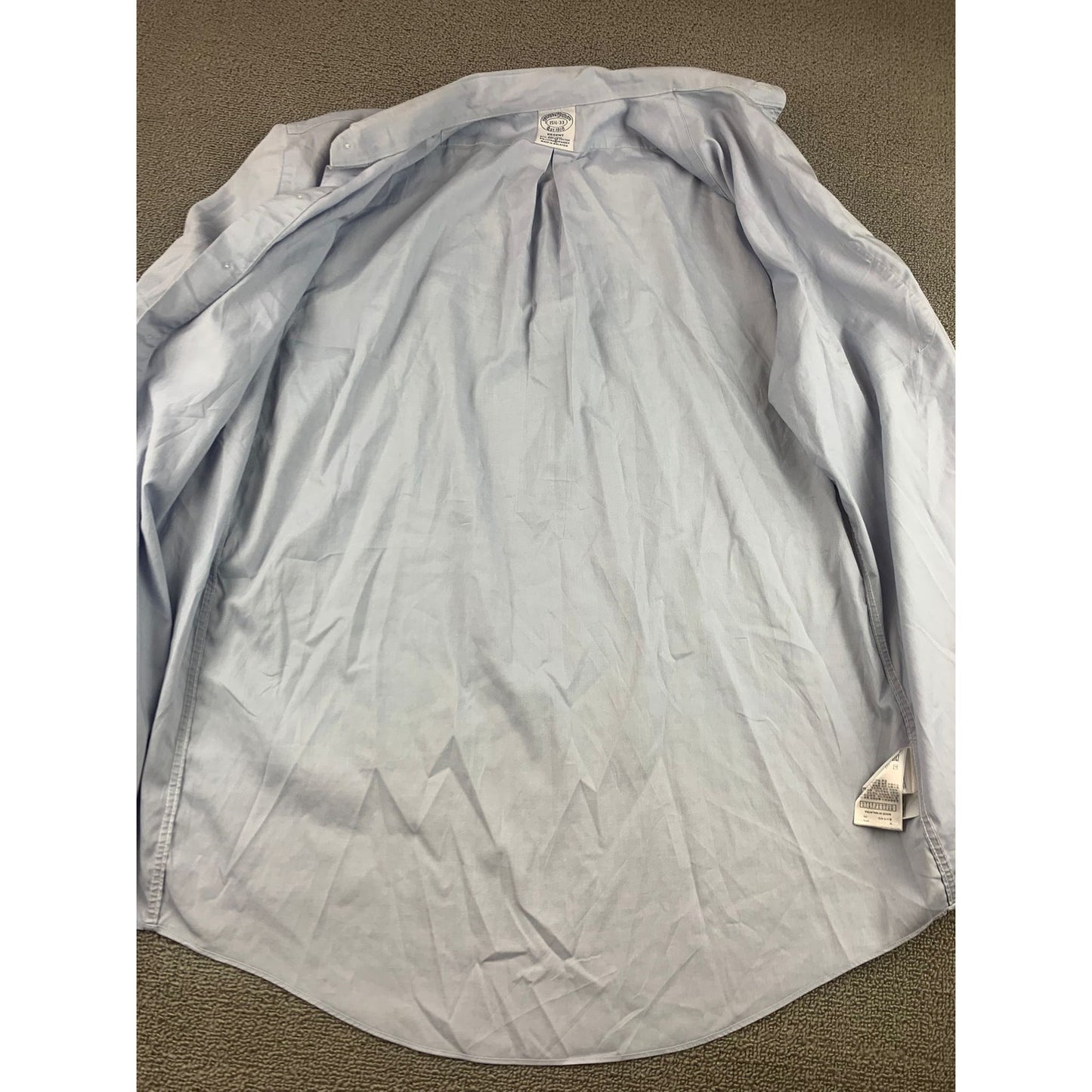 Brooks Brothers Shirt Men's 15 1/2 Regent Blue Cotton Long Sleeve Non Iron