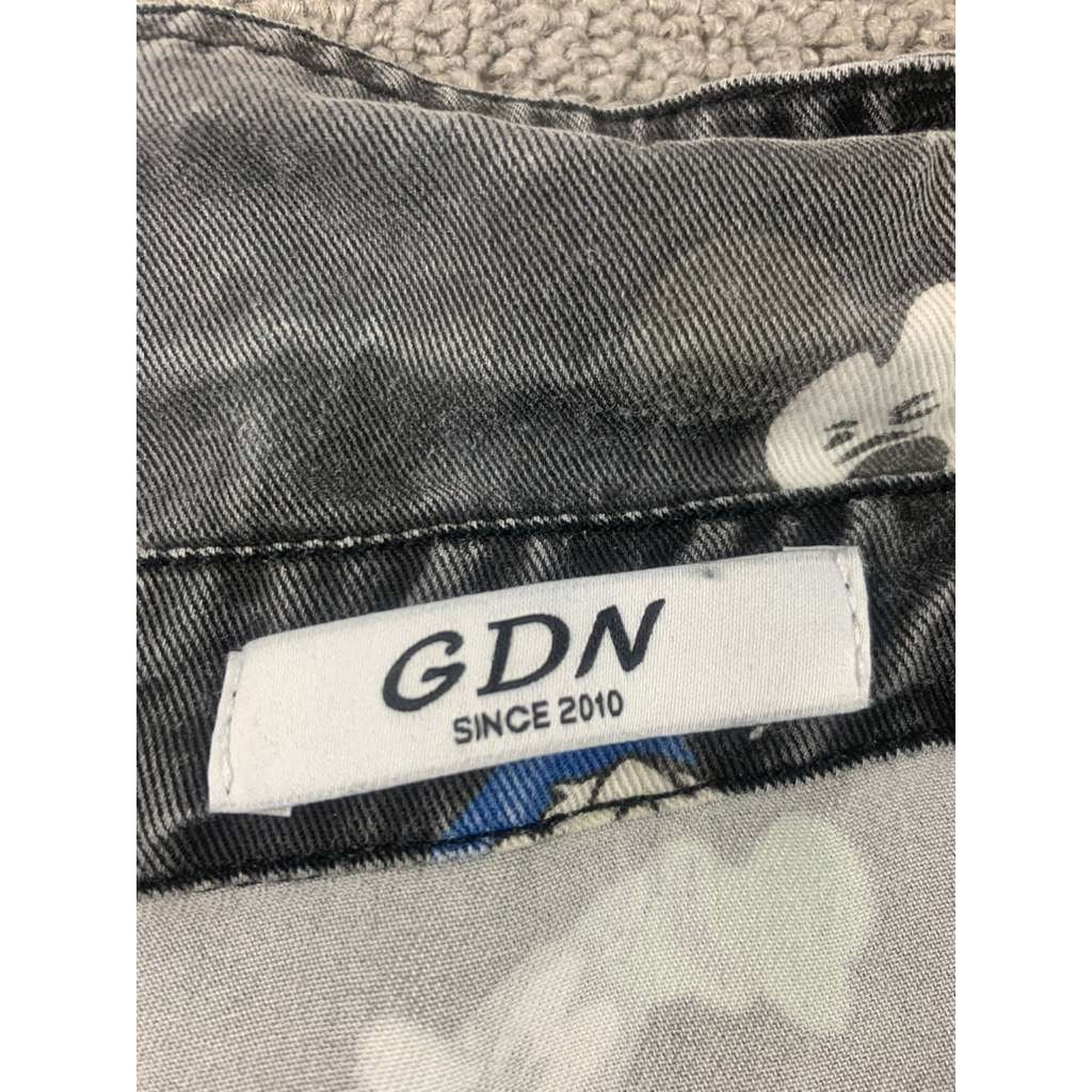 GDN Disney Characters Button Down Shirt Black Donald Goofy Mickey Pluto- Size M