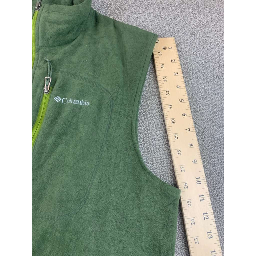 Columbia  Mens L Green Fleece Vest Full Zip Chest Pocket Hiking Outdoor