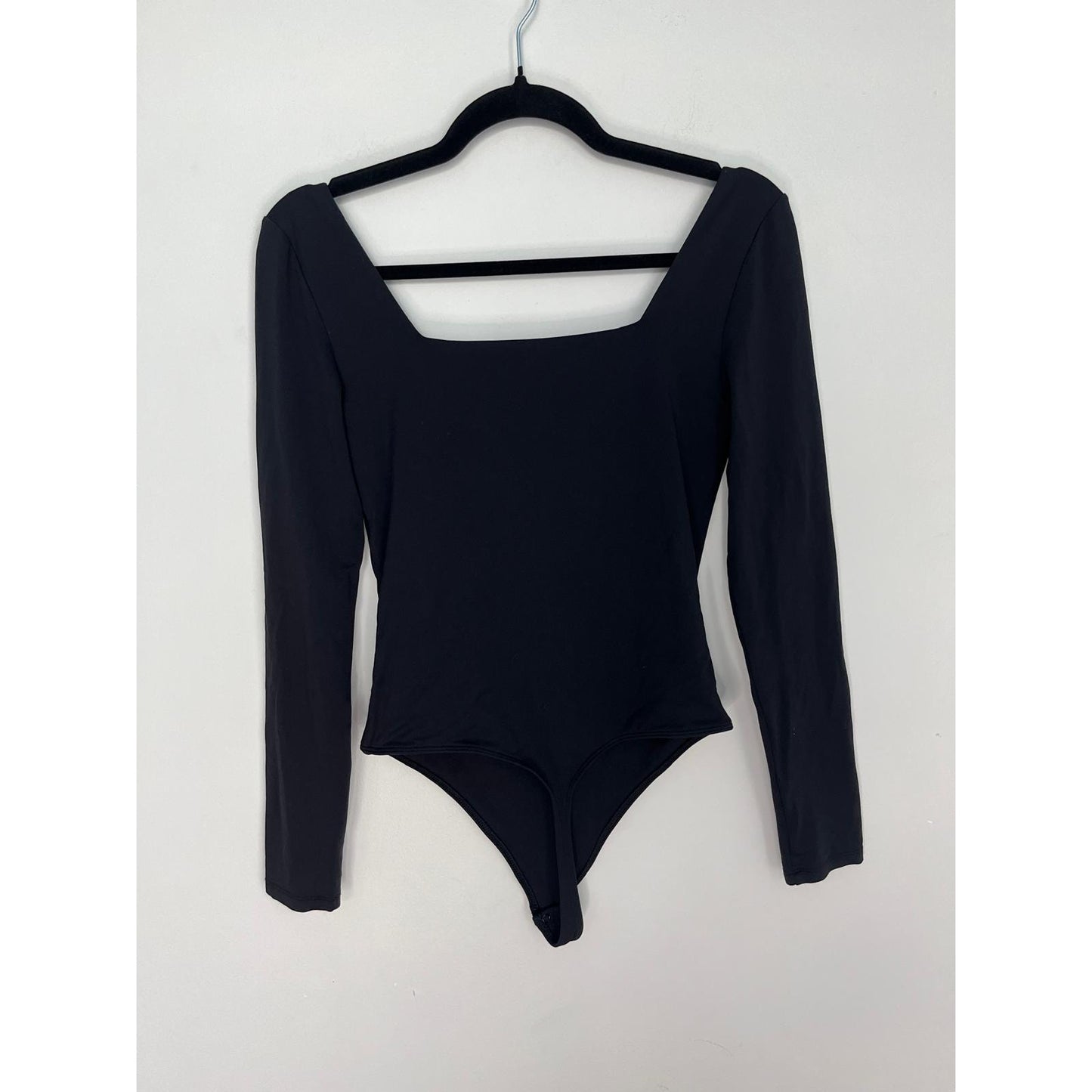 Babaton Contour Bodysuit Women M Black Square Neck Long Sleeve Stretchy