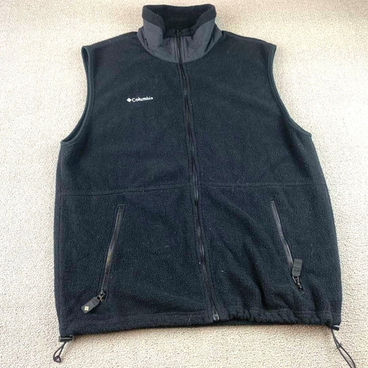 Columbia Fleece Vest Men's Tall L Black Full Zip Made in USA Y2K F00
