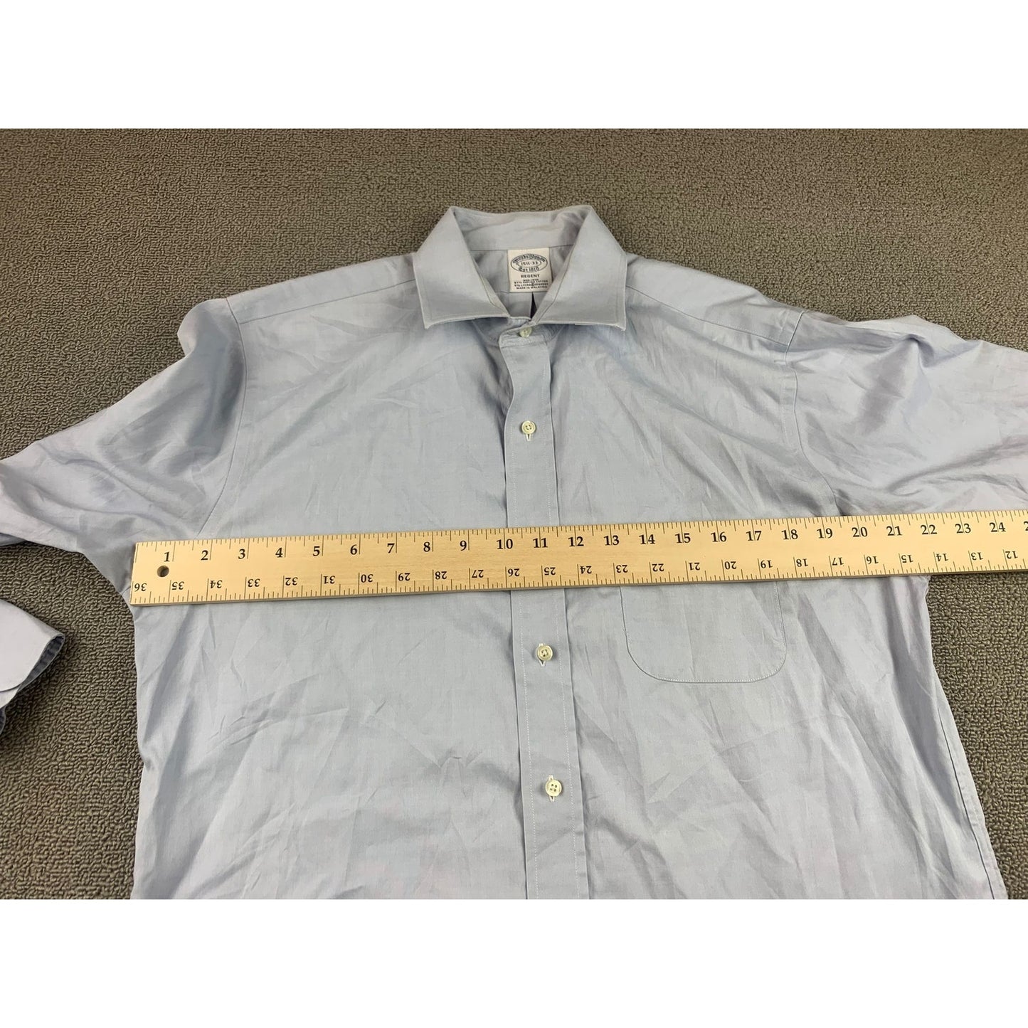 Brooks Brothers Shirt Men's 15 1/2 Regent Blue Cotton Long Sleeve Non Iron