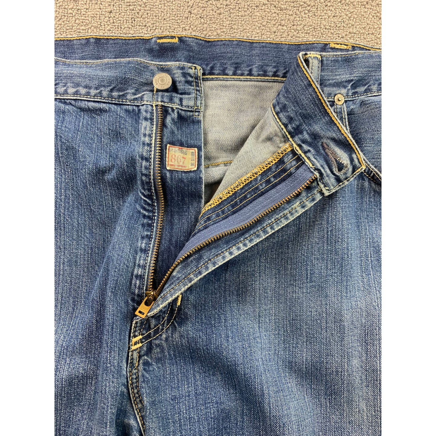 Polo Ralph Lauren Men's 48B/30 Blue Ashmore Original Straight/ Wide Leg Jeans