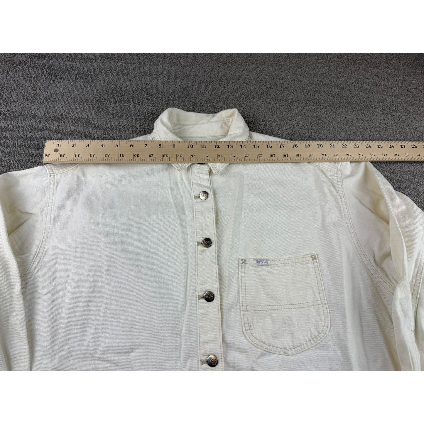 Lee x H&M Men’s Ecru Denim Chore Shirt Jacket Size M Workwear Overshirt Pockets