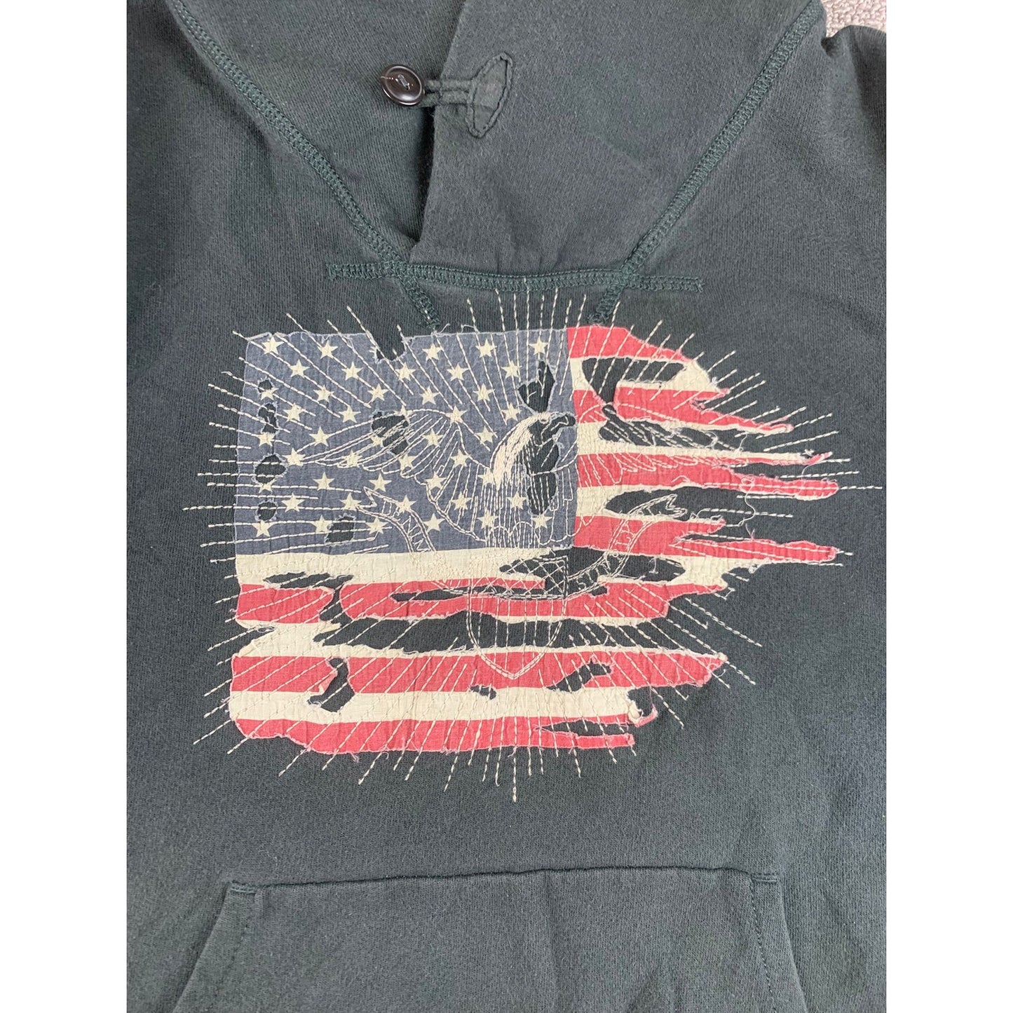 Vintage 90's Denim & Supply Ralph Lauren Men's XXL Graphic Grey Hoodie