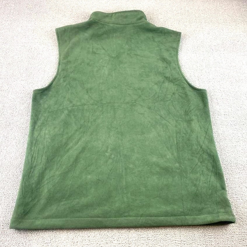 Columbia  Mens L Green Fleece Vest Full Zip Chest Pocket Hiking Outdoor