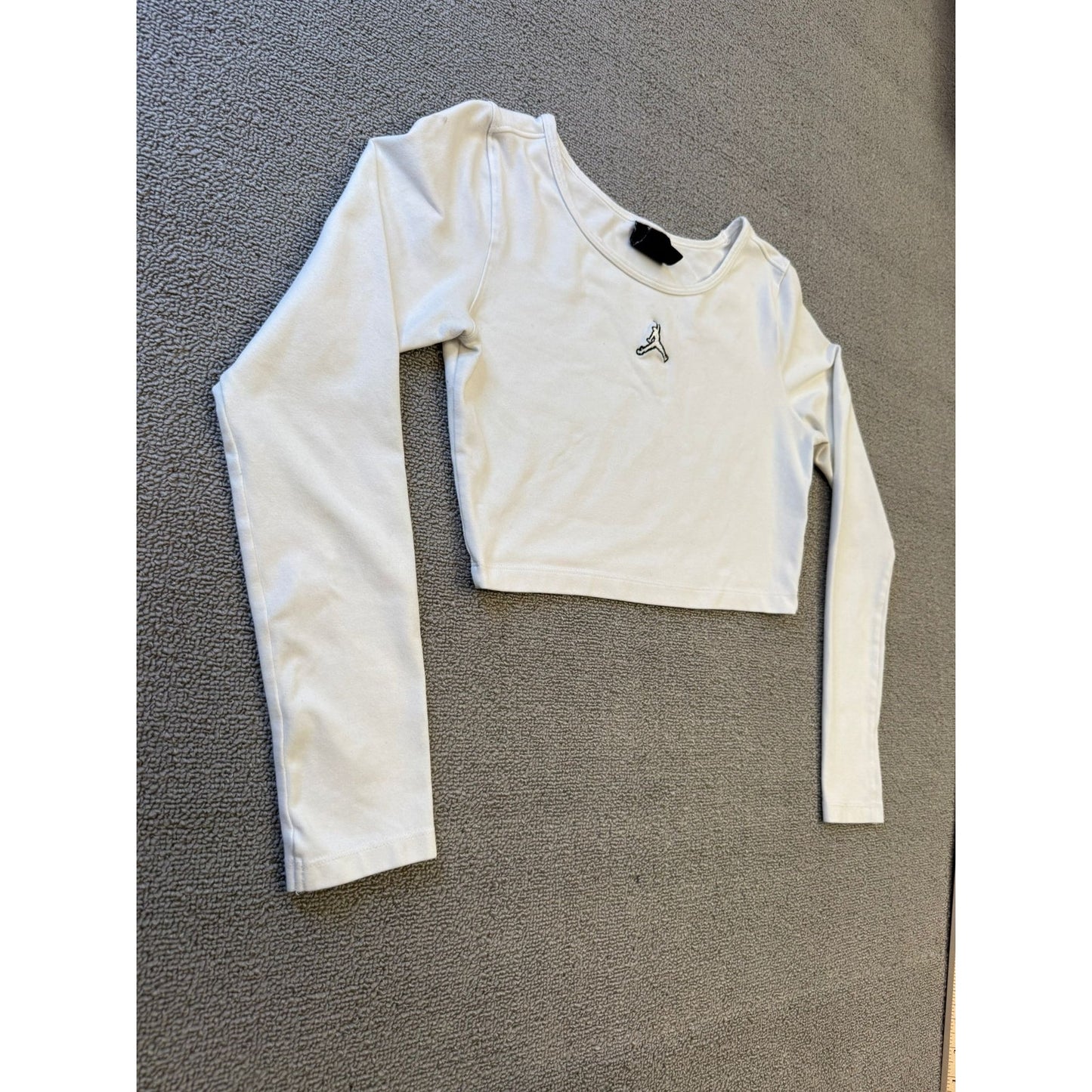JORDAN Women's Crop Top Tight Fit Shirt M Long Sleeve Shirt Nike Air Knit Black