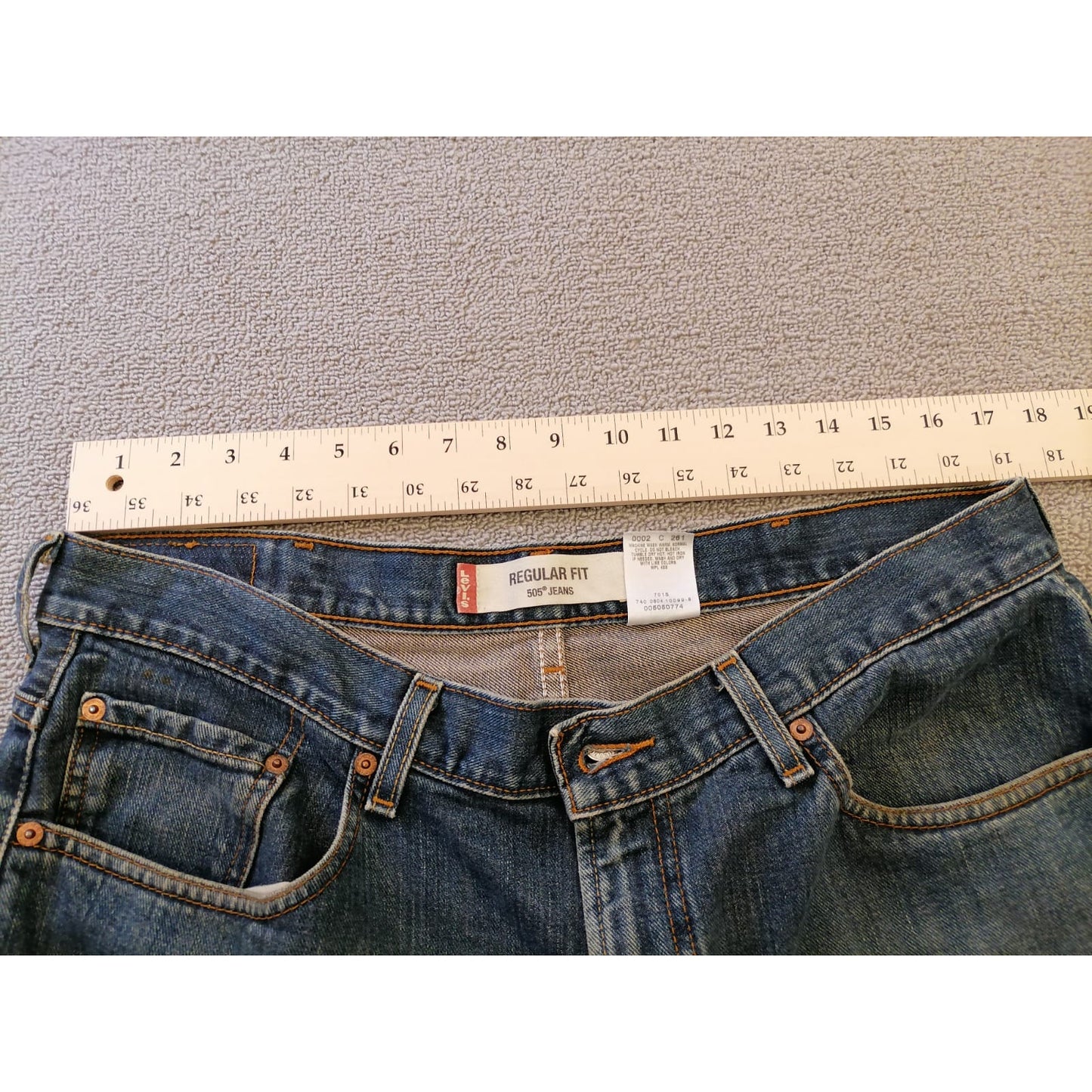 Levi's 505 Male W38 L34 Classic Blue Denim Jeans Regular Fit Durable Everyday