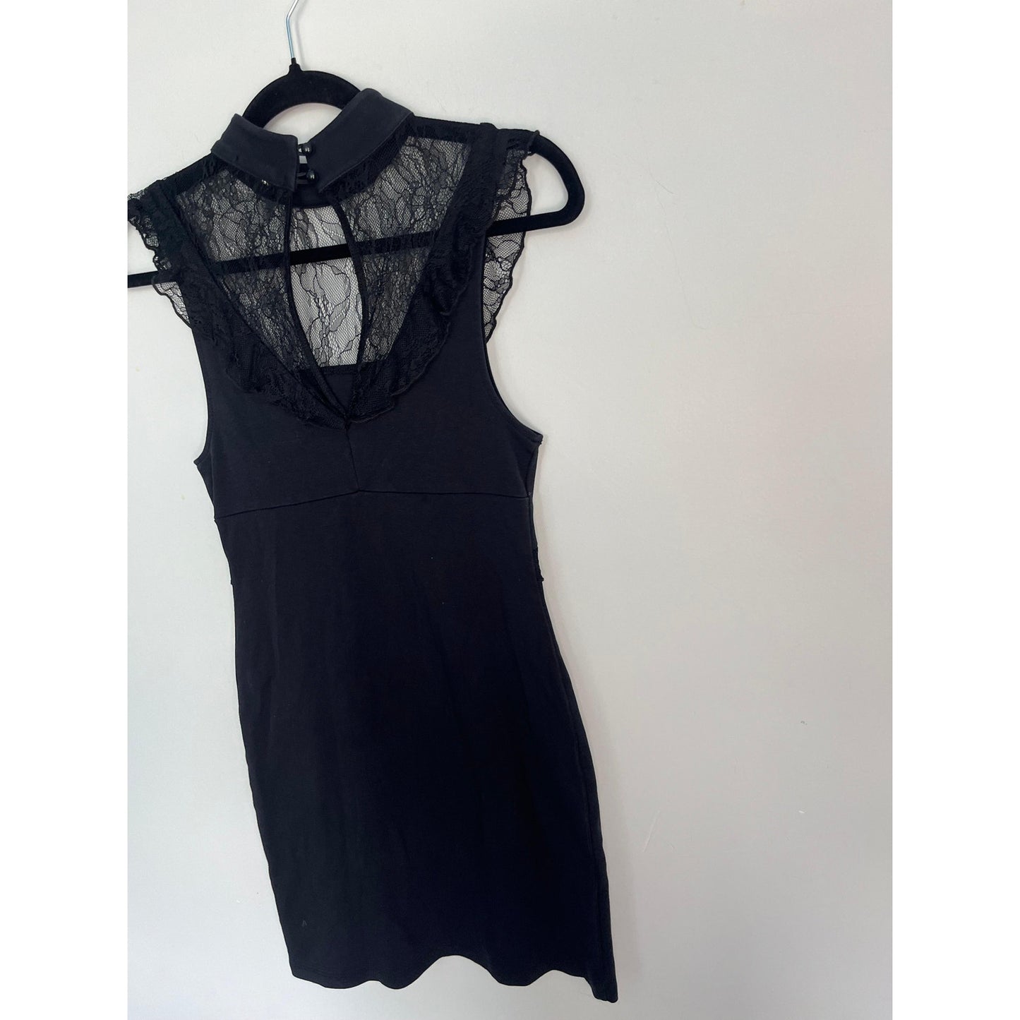 Free People Black Lace Back Sleeveless Mini Dress Women XS Gothic Mesh Detail