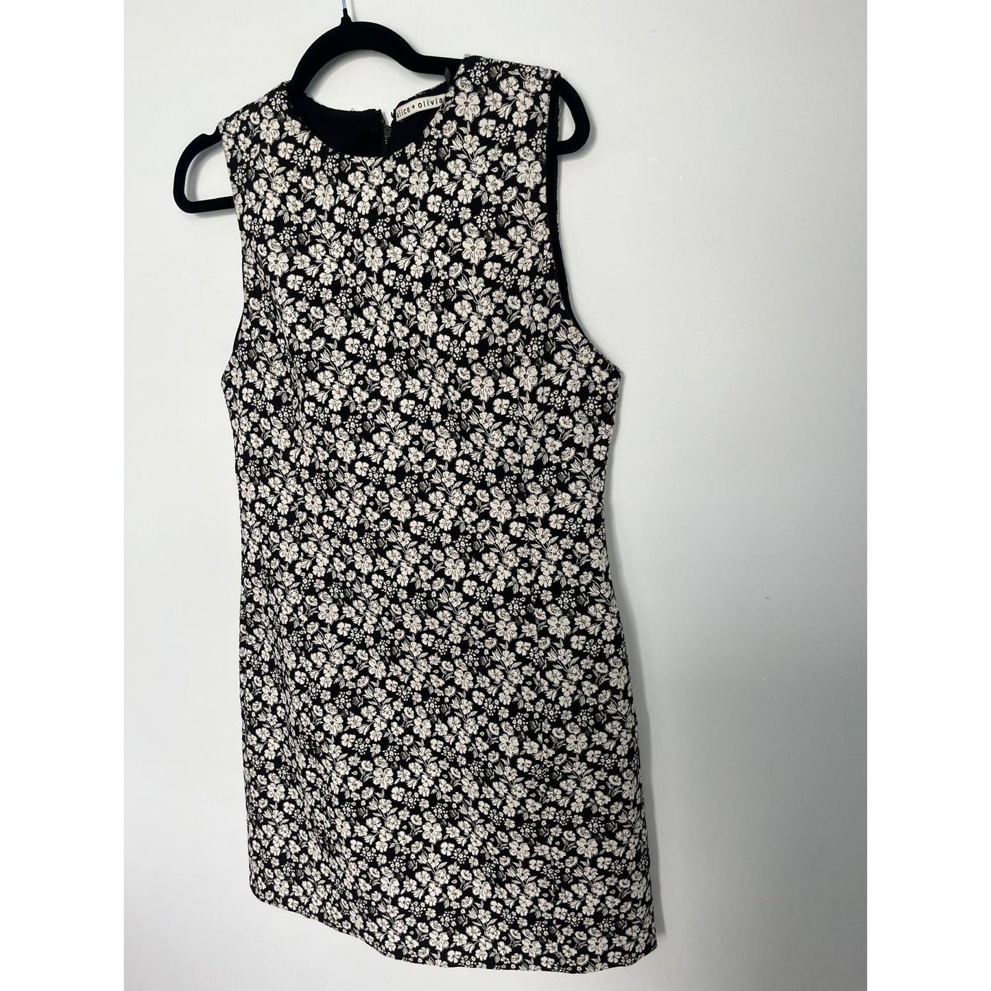 Alice + Olivia Mini Dress Women 14 Floral Sleeveless Black White Party