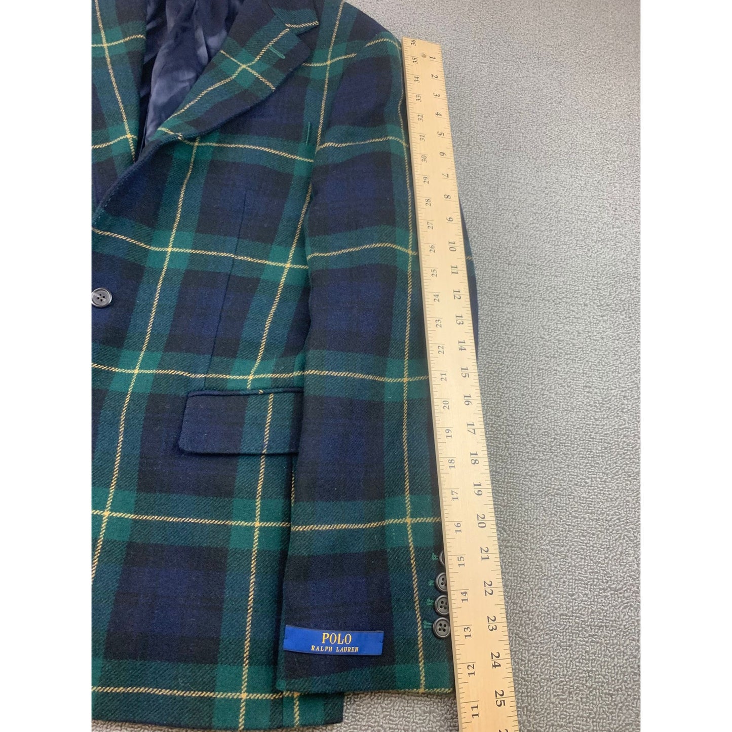 Polo Ralph Lauren Men 38R Tartan Plaid Wool Blend Blazer Sport Coat
