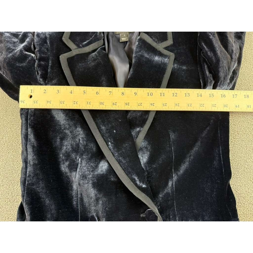 J Crew Collection Blazer Women 2 Silk Blend Grosgrain Double Breasted velvet