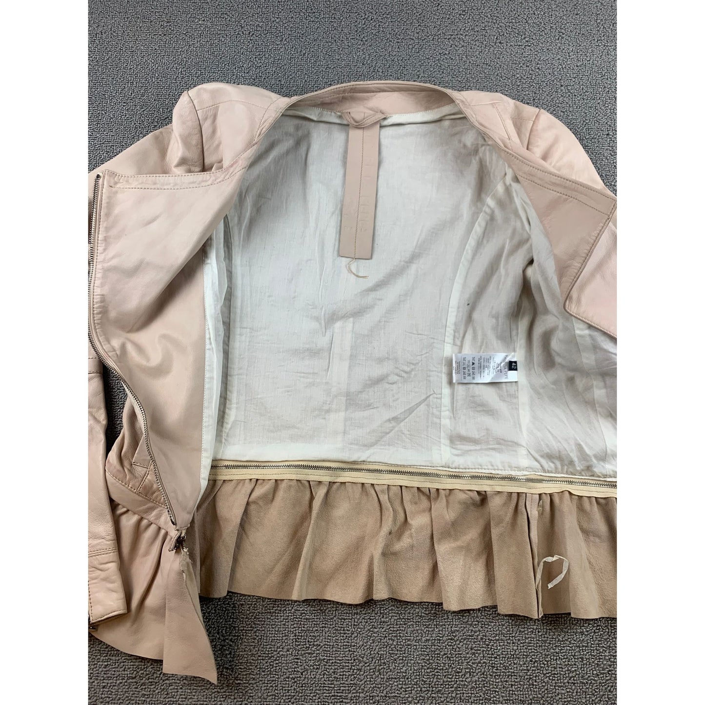 Y2K Patrizia Pepe Women Size 42 Pink Leather Jacket Genuine Sheepskin