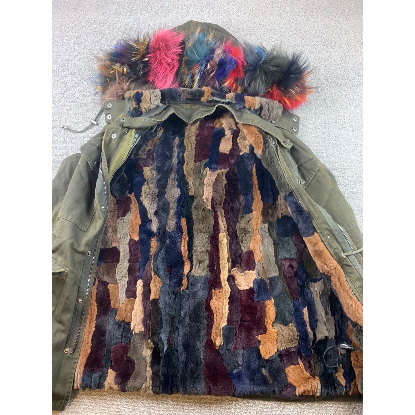 Belle Fare Women’s XL Military Convertible Detachable Real Fur Hood And Vest